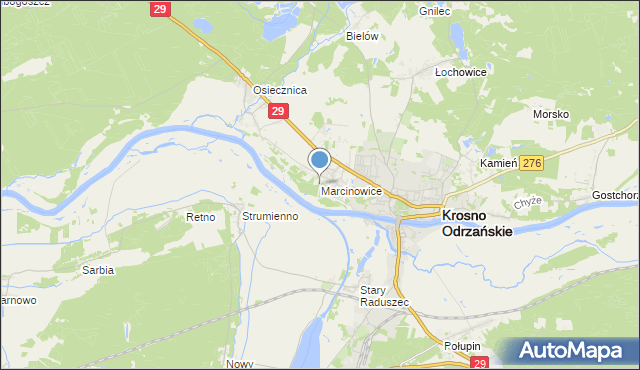 mapa Marcinowice, Marcinowice gmina Krosno Odrzańskie na mapie Targeo
